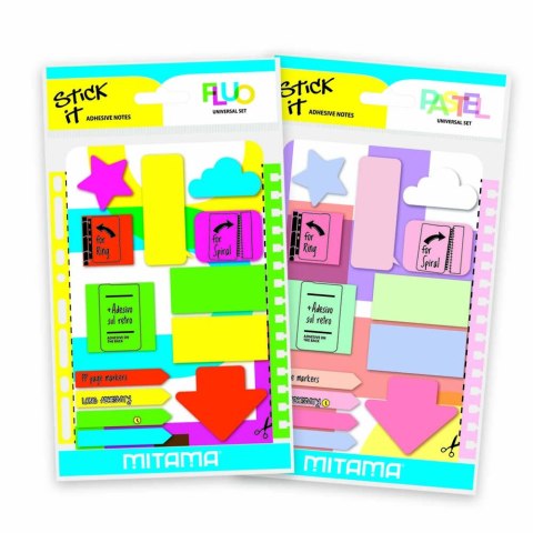 Zestaw karteczek samoprzylepnych (A4, wpinane do segregatora lub zeszytu)(Pastelowe, Fluo)