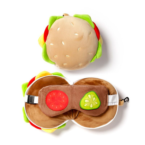 Pluszowa poduszka podróżna z opaską na oczy "Relaxeazzz" - Fast Food Burger