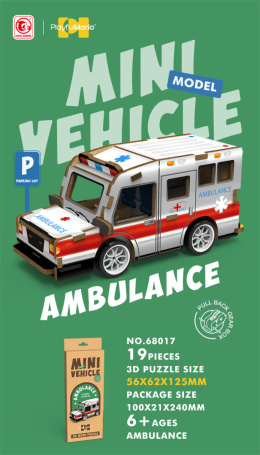 Drewniane mini Puzzle 3D z napędem Ambulans