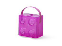 Przezroczysty lunchbox klocek LEGO® z rączką (Fioletowy)