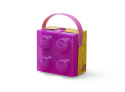 Przezroczysty lunchbox klocek LEGO® z rączką (Fioletowy)