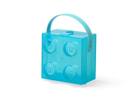 Przezroczysty lunchbox klocek LEGO® z rączką (Niebieski)