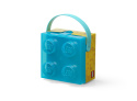 Przezroczysty lunchbox klocek LEGO® z rączką (Niebieski)