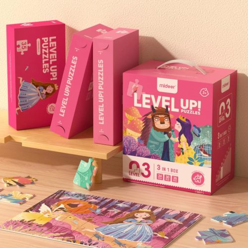 LEVEL UP! Zestaw dziecięcych puzzli dla średnio zaawansowanych – Przygody Księżniczek