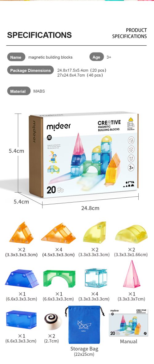 Klocki magnetyczne 3D (20 elementów)